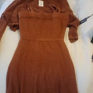Terry cloth dress with knitted top